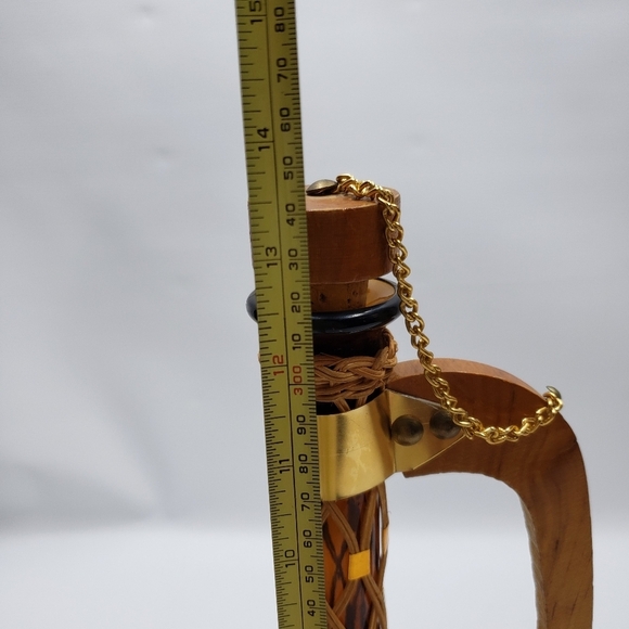 Vintage Carafe Bottle Hand Made Brown Amber Glass Wicker Boho - Picture 15 of 16